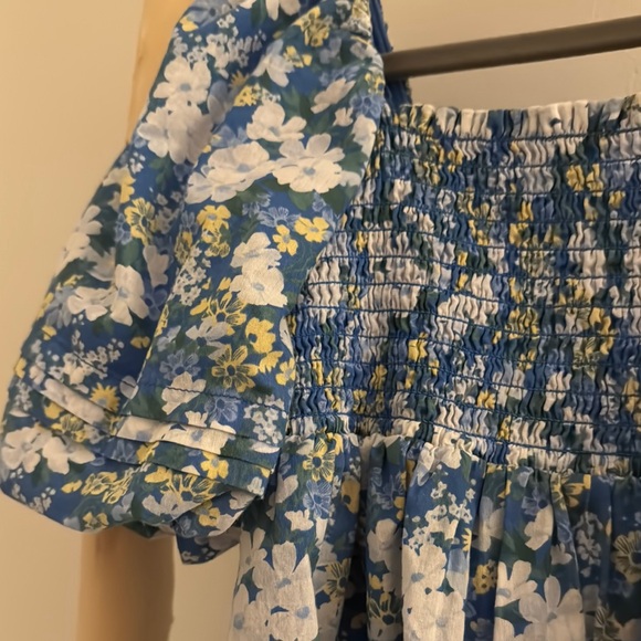 Janie and Jack Floral Blue Puff Sleeve Dress Tunic - Picture 4 of 4